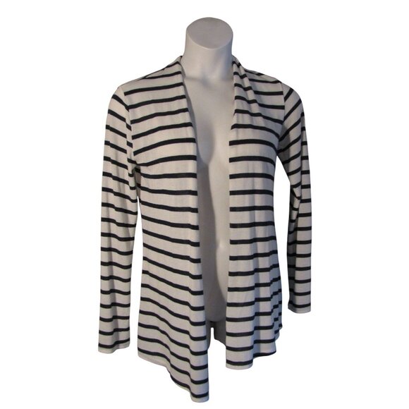 MIX by 41 Hawthorn L Navy White Stripe Open Front Cardigan Sweater - Picture 1 of 3